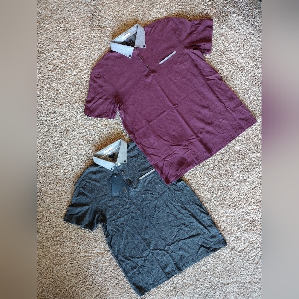 Good Man Brand Gray And Burgundy Polo Shirts NWT